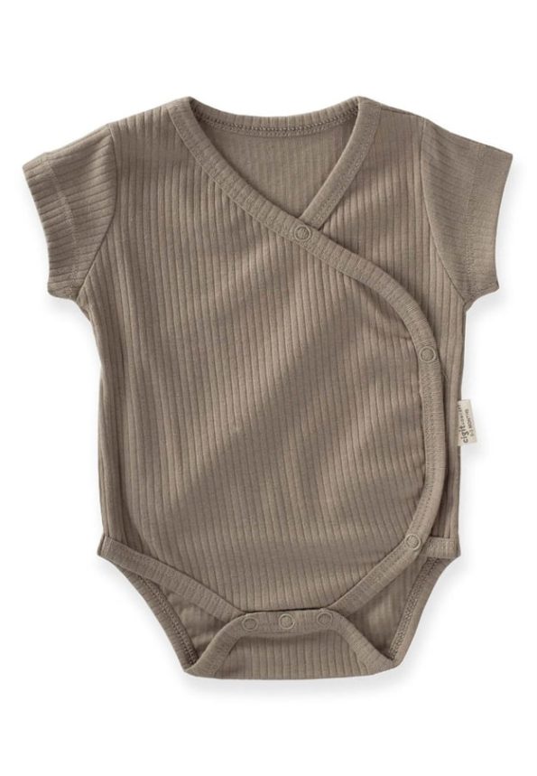 Ribbed Cross-Over Bodysuit 0-6 Months Mink