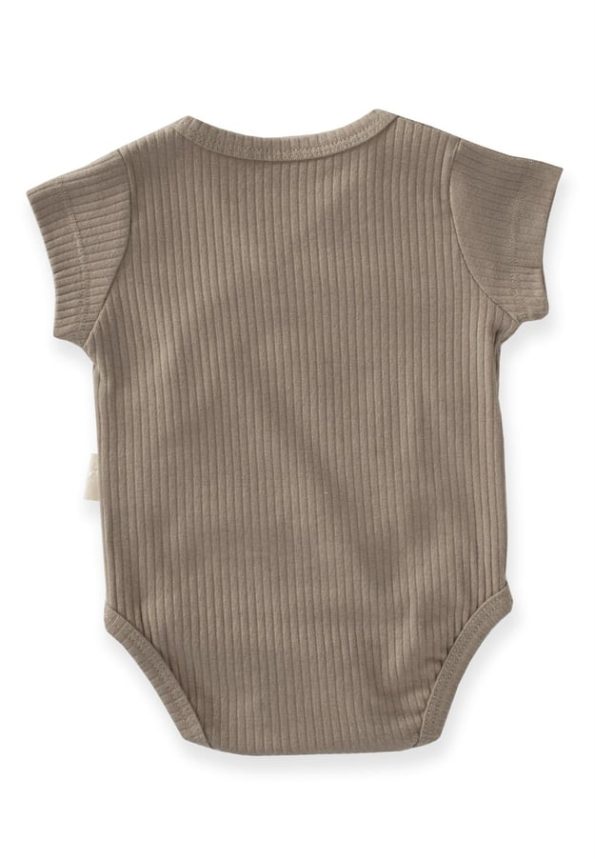 Ribbed Cross-Over Bodysuit 0-6 Months Mink