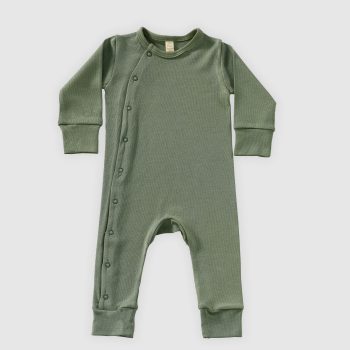 Organic Baby Romper in Haki Green
