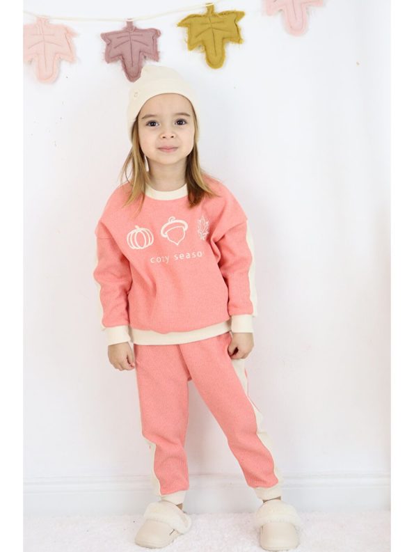 Girls' 3-piece set: sweatshirt, pants, and hat