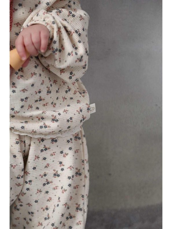 Floral Print Crew Neck Baby Girl Sweatshirt Set
