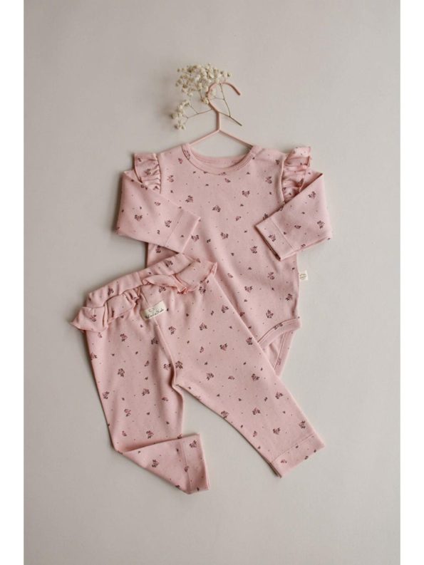 Floral Print Crew Neck Baby Girl Sweatshirt Set