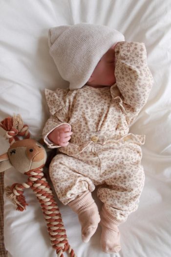 Brown Floral Print Ruffled Two-Piece Set