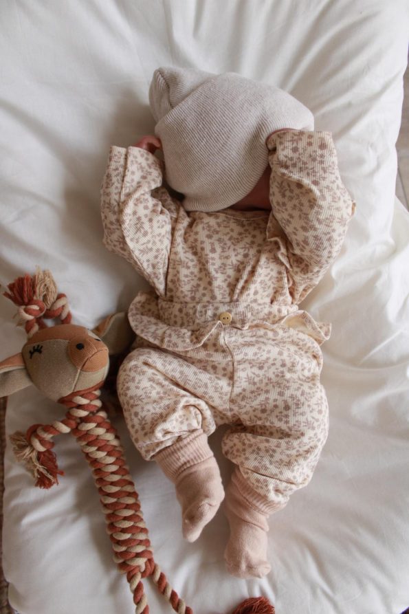 Brown Floral Print Ruffled Two-Piece Set
