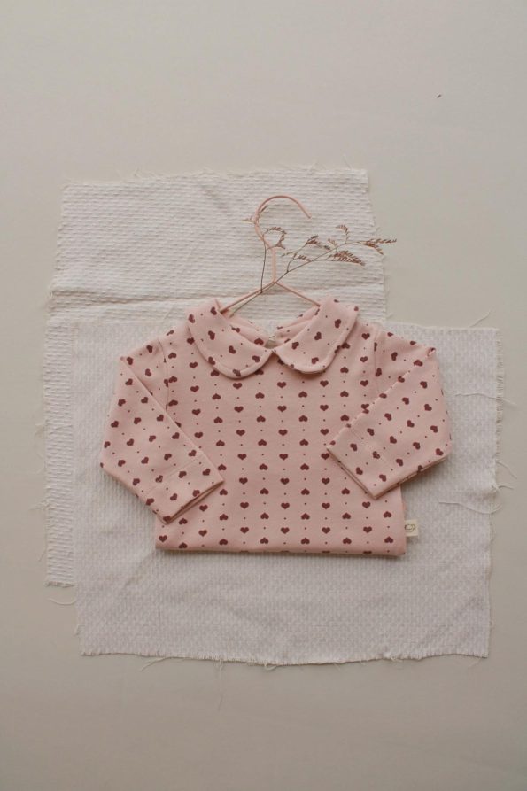 Heart Print Baby Collar Top and Bottom Set