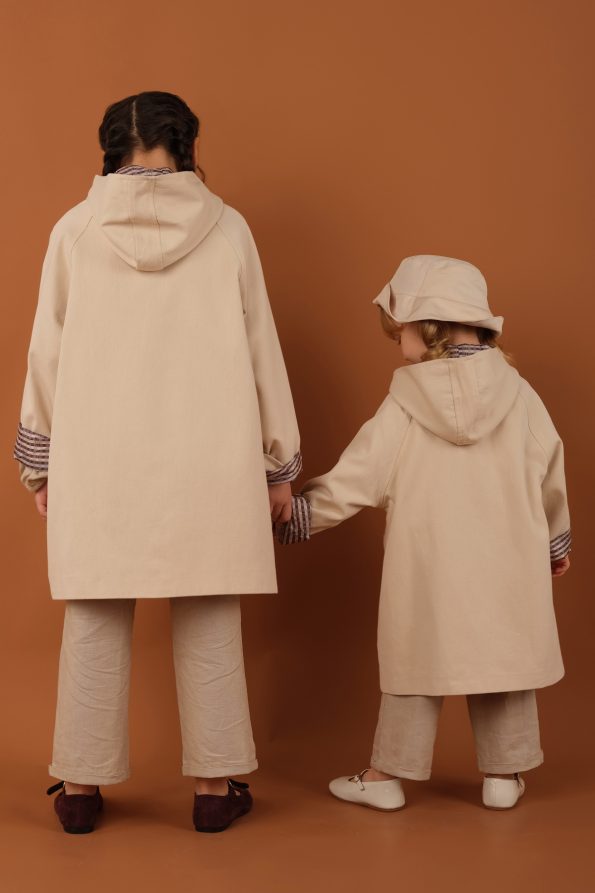 Hooded Trench Coat Beige