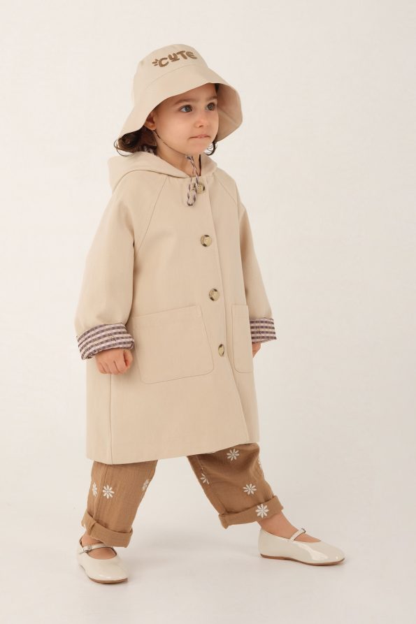 Hooded Trench Coat Beige