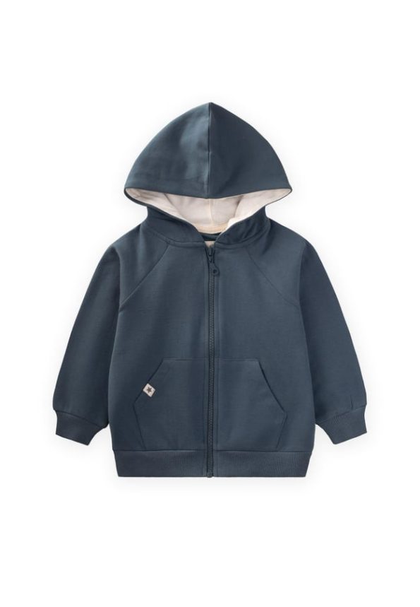 Hooded Zipper Cardigan 1-14 Years Navy Blue