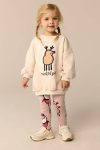 Girls' Deer Christmas Pattern Winter Cotton Sweatshirt and Leggings Set