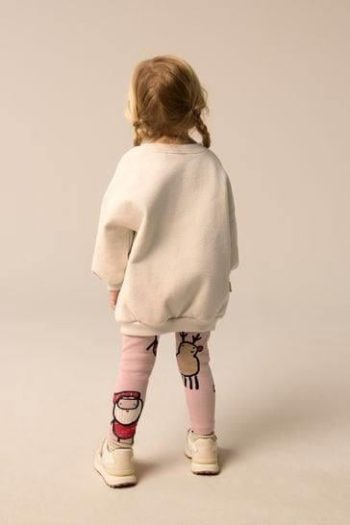Girls' Deer Christmas Pattern Winter Cotton Sweatshirt and Leggings Set