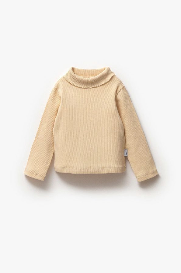 Girls' Cotton Long Sleeve Basic Turtleneck Bodysuit Sweatshirt