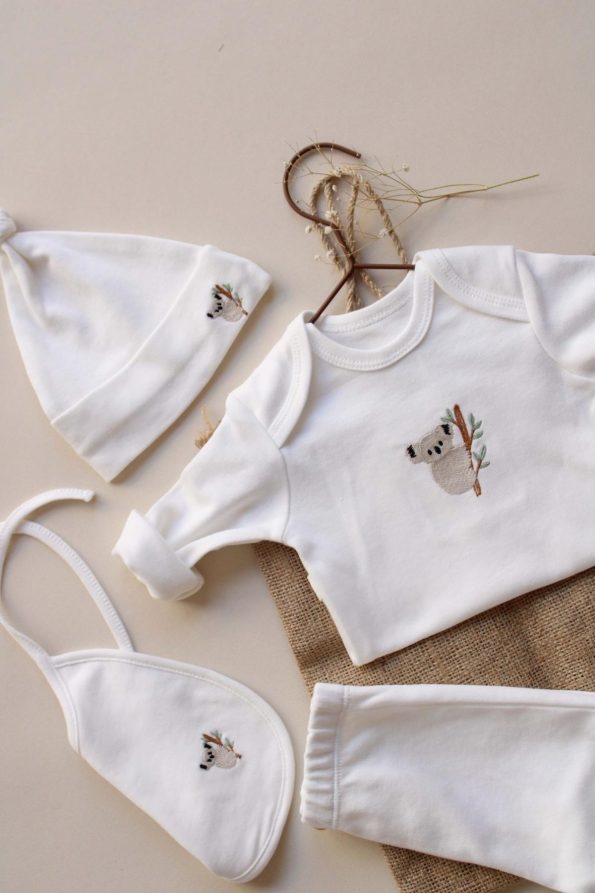 Koala Embroidered 5-Piece Long Sleeve Newborn Set