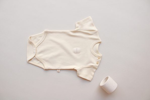 Cream Basic Short Sleeve Bodysuit