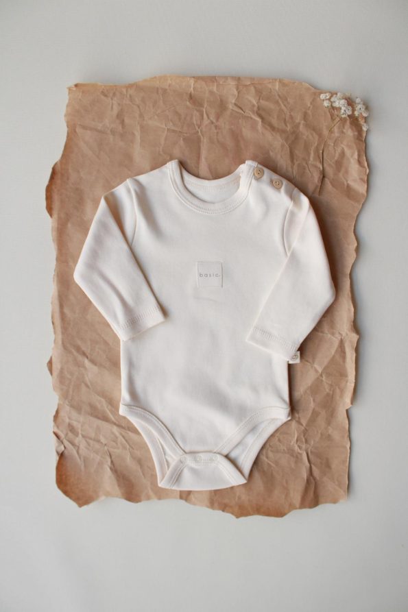 Cream Basic Long Sleeve Bodysuit