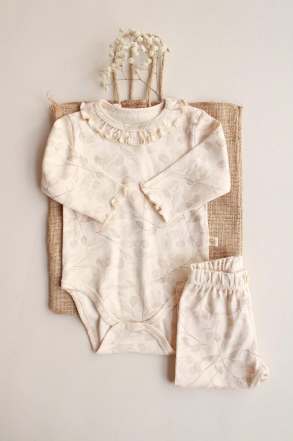 Cream Ruffled Bodysuit and Leggings Set