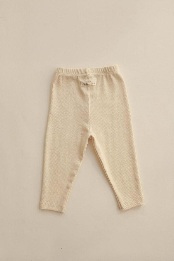 Cream Ribbed Baby Leggings