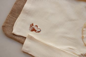 Cream Rabbit Embroidered Ruffled Top for Girls