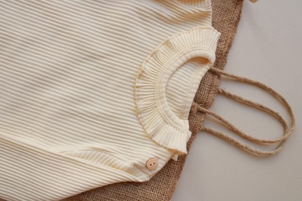 Cream Rabbit Embroidered Ruffled Top for Girls