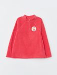 LCW Kids Red Embroidered Long Sleeve Fleece Girls Sweatshirt