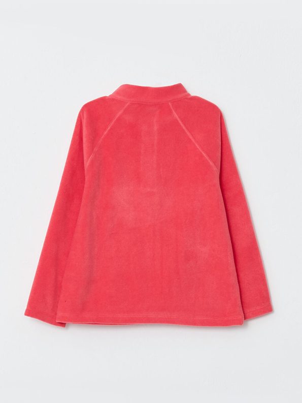 LCW Kids Red Embroidered Long Sleeve Fleece Girls Sweatshirt