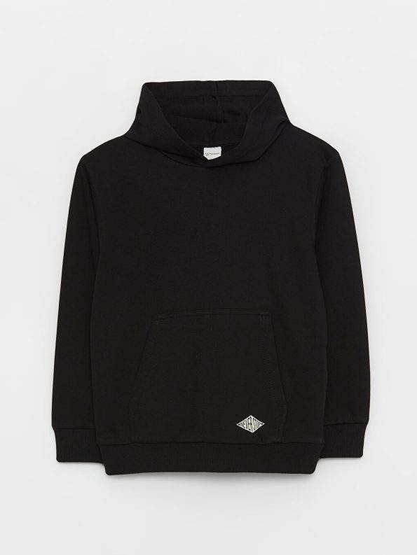LCW Kids Black Basic Long Sleeve Hoodie for Boys