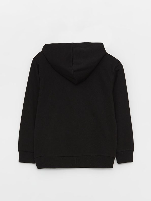 LCW Kids Black Basic Long Sleeve Hoodie for Boys