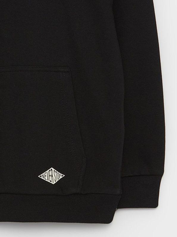 LCW Kids Black Basic Long Sleeve Hoodie for Boys