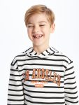LCW Kids Black Comfortable Fit Striped Boys Hoodie