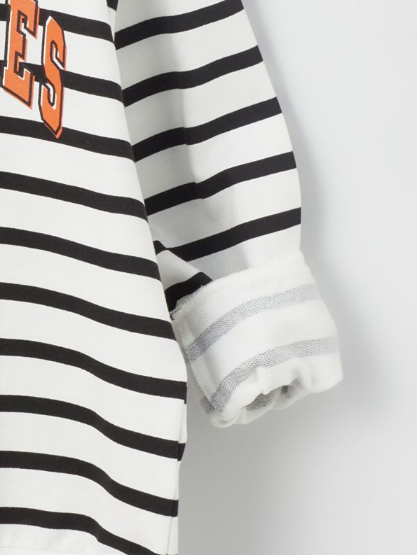 LCW Kids Black Comfortable Fit Striped Boys Hoodie