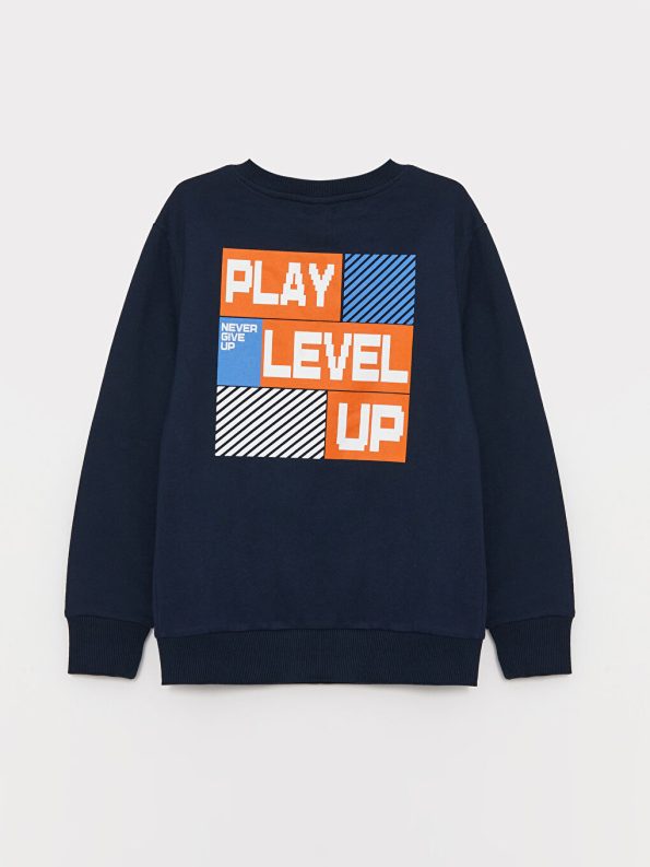 LCW Kids Navy Blue Printed Long Sleeve Boys Sweatshirt
