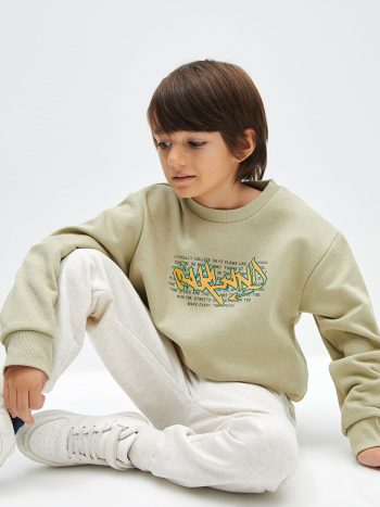 LCW Kids Green Printed Long Sleeve Boys Sweatshirt