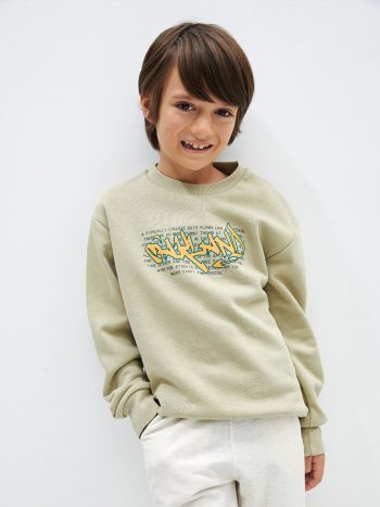 LCW Kids Green Printed Long Sleeve Boys Sweatshirt