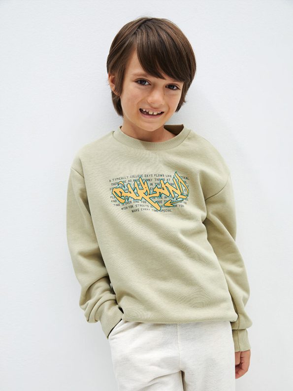 LCW Kids Green Printed Long Sleeve Boys Sweatshirt