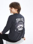 LCW Kids Anthracite Printed Crew Neck Long Sleeve Sweatshirt