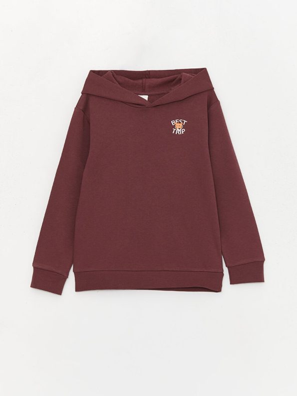 LCW Kids Purple Printed Long Sleeve Boys Hoodie
