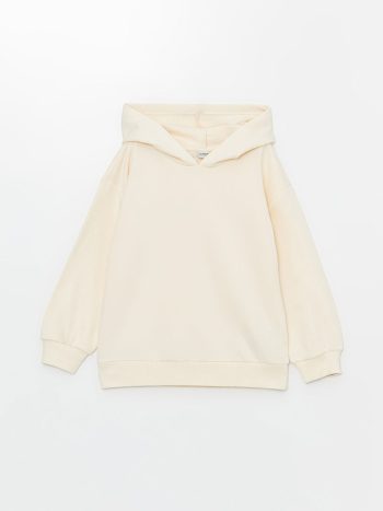 LCW Kids Beige Hooded Thick Sweatshirt for Girls