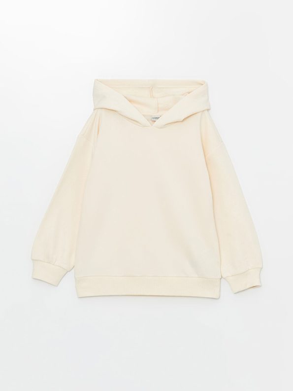 LCW Kids Beige Hooded Thick Sweatshirt for Girls