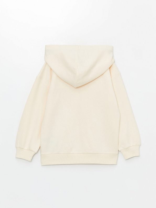 LCW Kids Beige Hooded Thick Sweatshirt for Girls