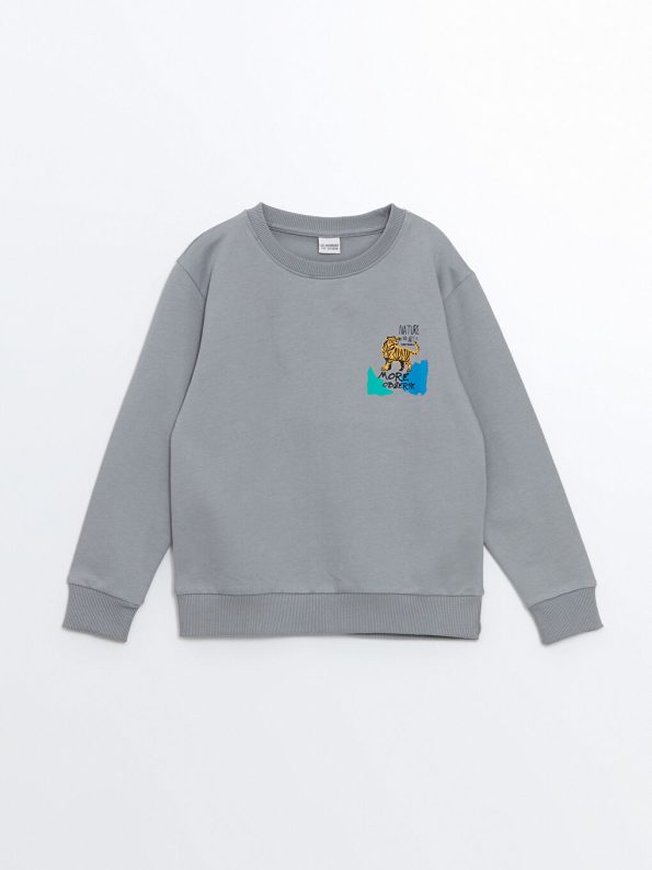 LCW Kids Gray Printed Long Sleeve Boys Sweatshirt