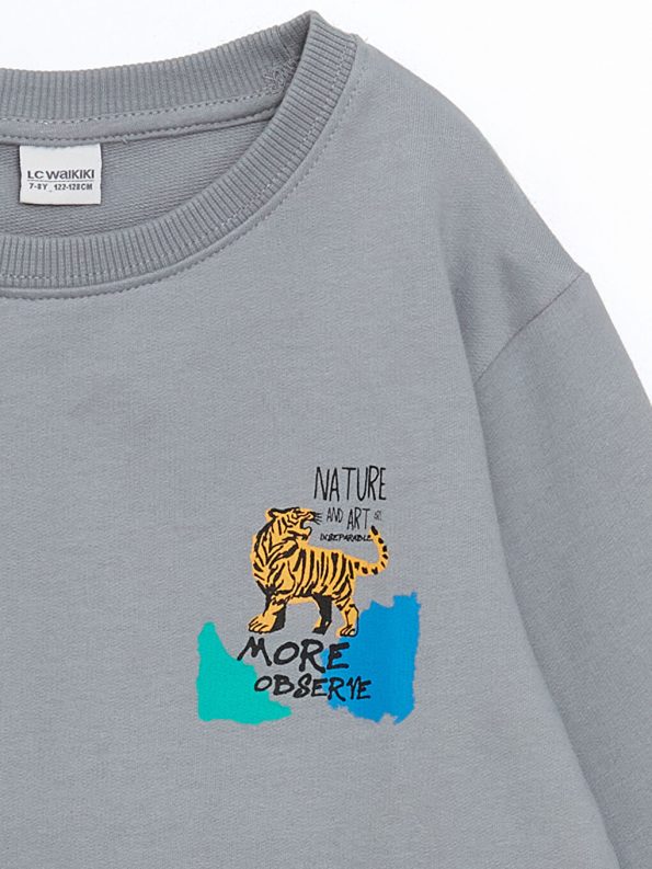 LCW Kids Gray Printed Long Sleeve Boys Sweatshirt