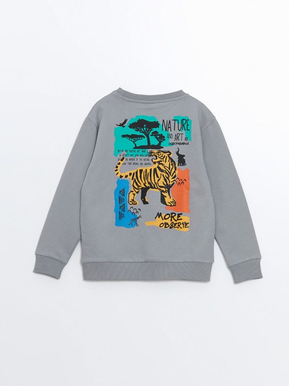 LCW Kids Gray Printed Long Sleeve Boys Sweatshirt