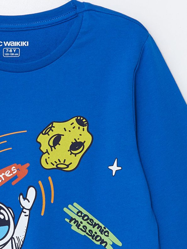 LCW KidsMavi Printed Long Sleeve Boys Pajama Set