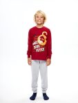 LCW Kids Red Crew Neck Galatasaray Printed Long Sleeve Boys Pajama Set