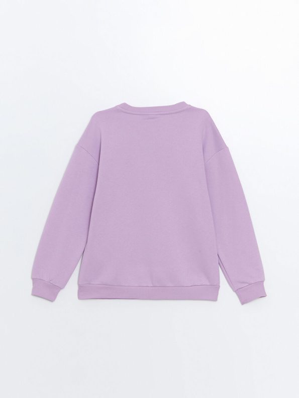 LCW Kids Purple Crew Neck Thick Sweatshirt for Girls