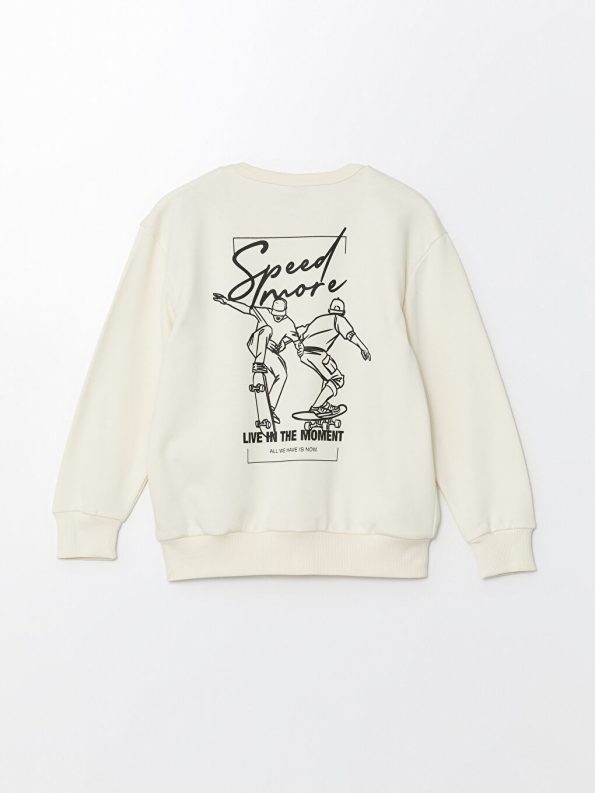 LCW Kids Cream Boys' Crew Neck Sweatshirt