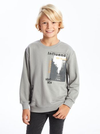 LCW Kids Grey Crew Neck Boys Sweatshirt