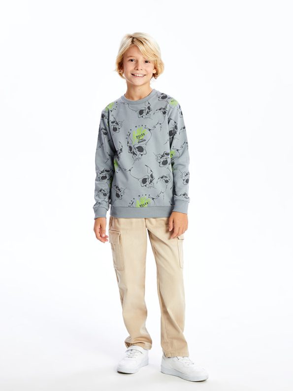 LCW Kids Gray Printed Long Sleeve Boys Sweatshirt