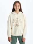 LCW Kids Beige Hooded Girls Thick Sweatshirt