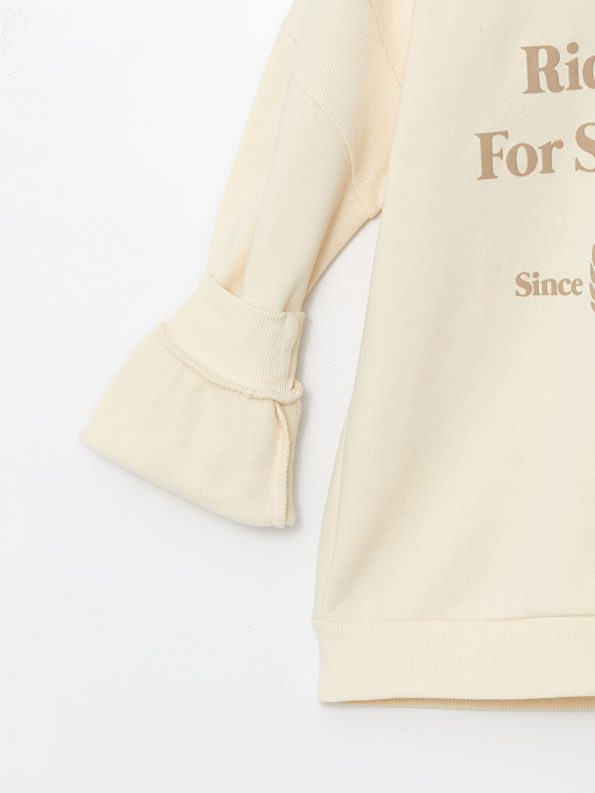 LCW Kids Beige Hooded Girls Thick Sweatshirt