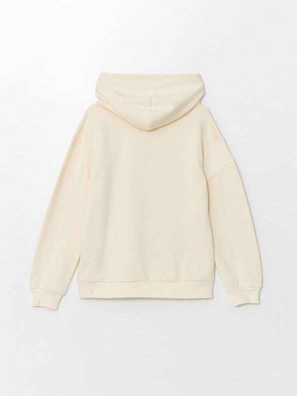 LCW Kids Beige Hooded Girls Thick Sweatshirt